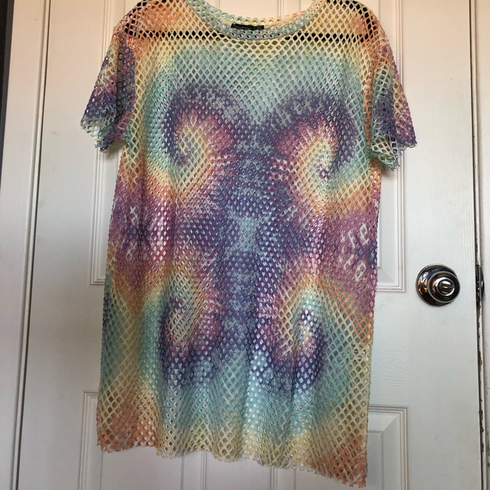 Tie Dye Mesh T-shirt Dress